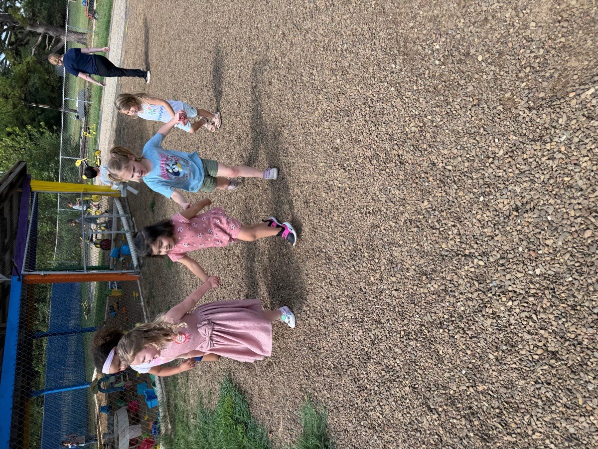 Children playing a circle game on the playground